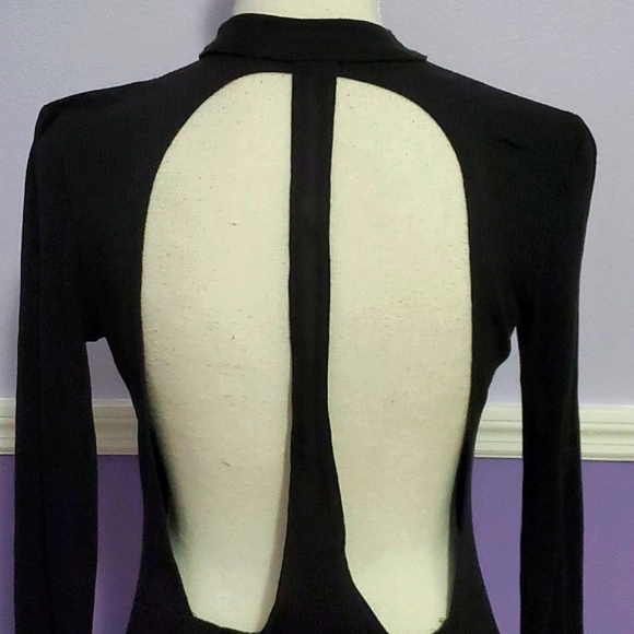 UO Out From Under 2 Become 1 Black High Neck Sexy Party Ribbed Knit Bodysuit - Picture 9 of 16
